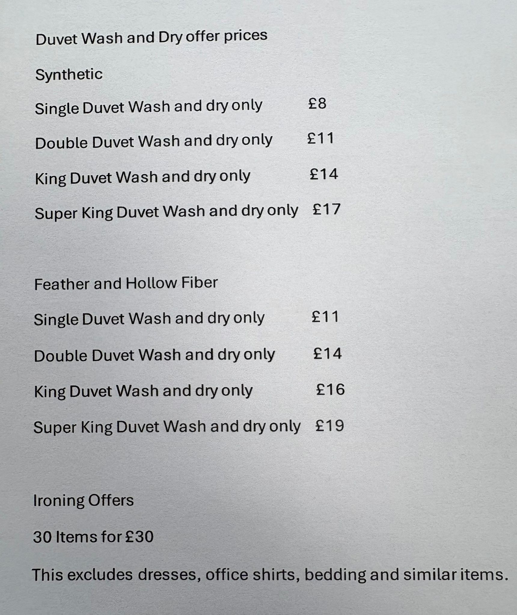 Nikos Laundry Prices